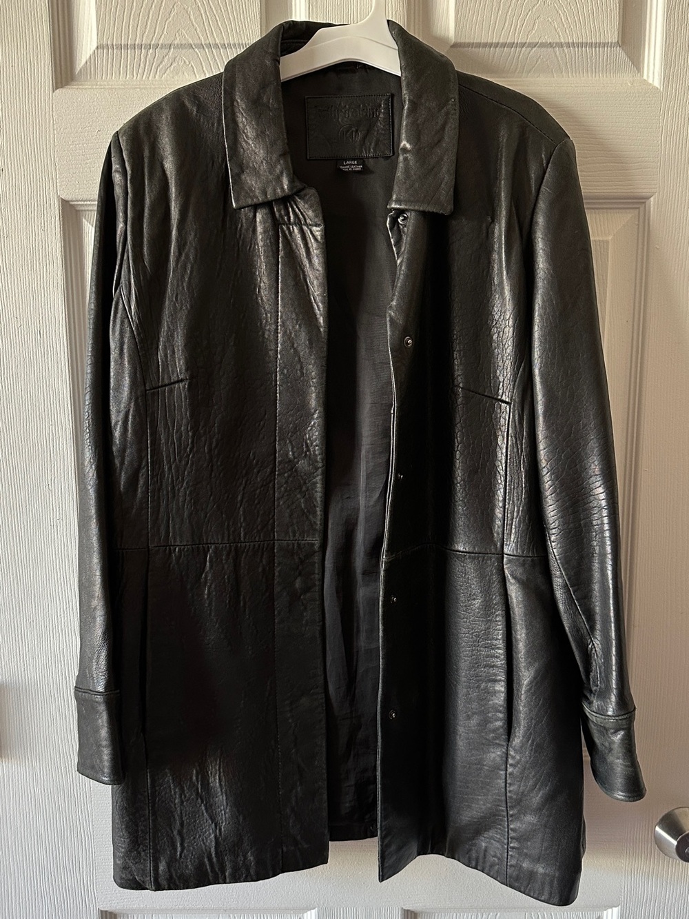 kathy ireland Vintage Black Leather Jacket, Size Large, Fall Y2K Coats